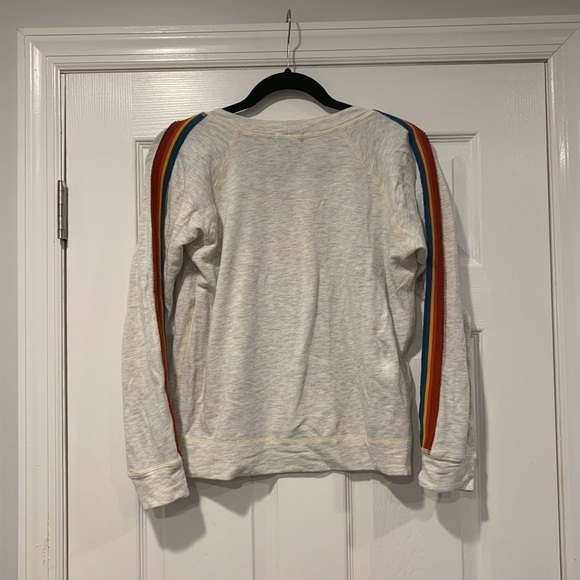 Monrow Rainbow Stripe Pullover Sweater Sweatshirt - Picture 2 of 4